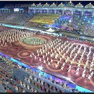 artists from around the nation performing on the large stadium ground